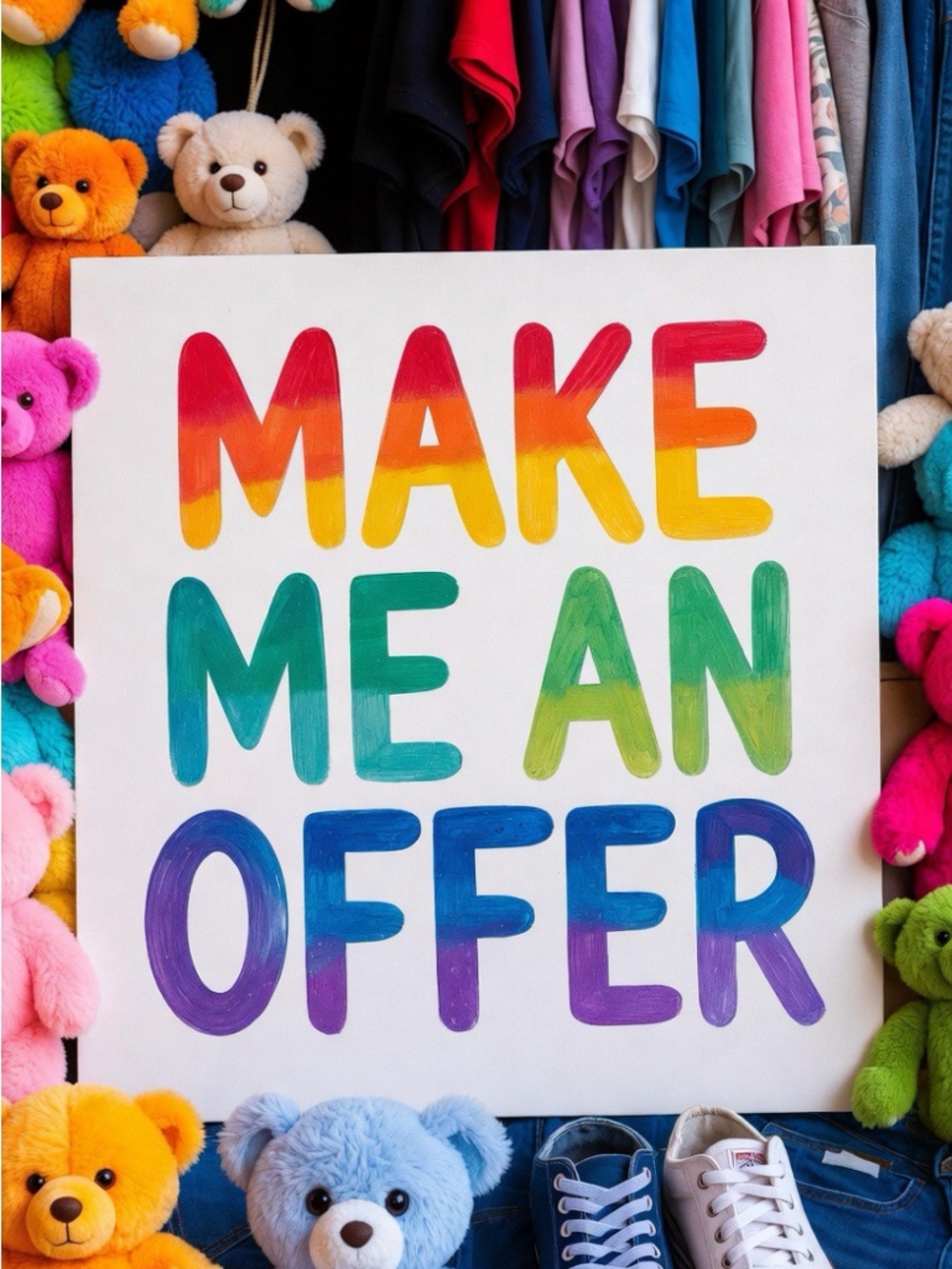 Source Unknown Multicolor 'Make Me An Offer' Canvas Sign